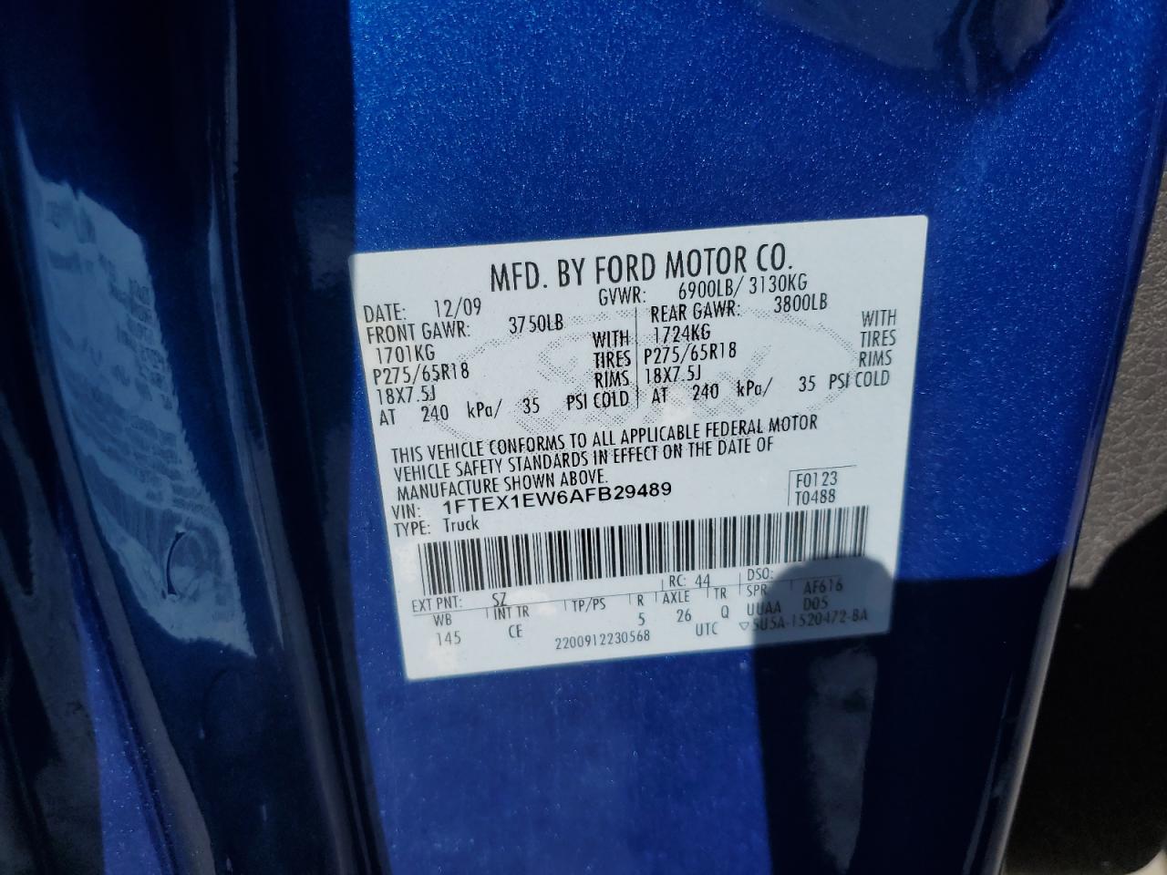 2010 Ford F150 Super Cab VIN: 1FTEX1EW6AFB29489 Lot: 82391035