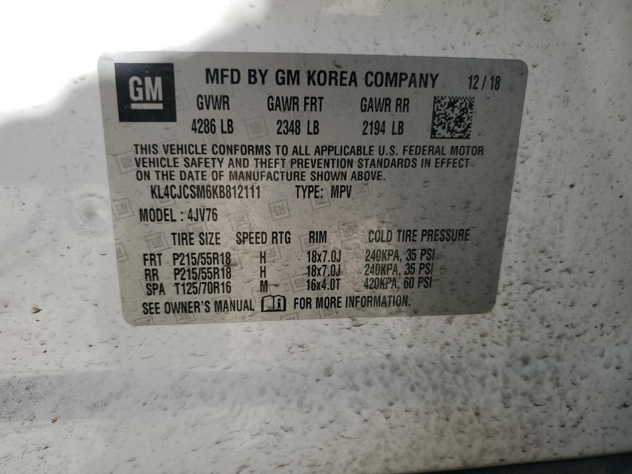 2019 Buick Encore Essence VIN: KL4CJCSM6KB812111 Lot: 82626145