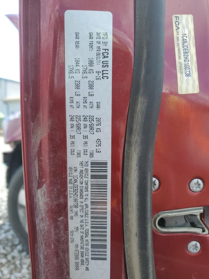 2017 Jeep Compass Latitude VIN: 1C4NJDEB2HD100738 Lot: 85597135