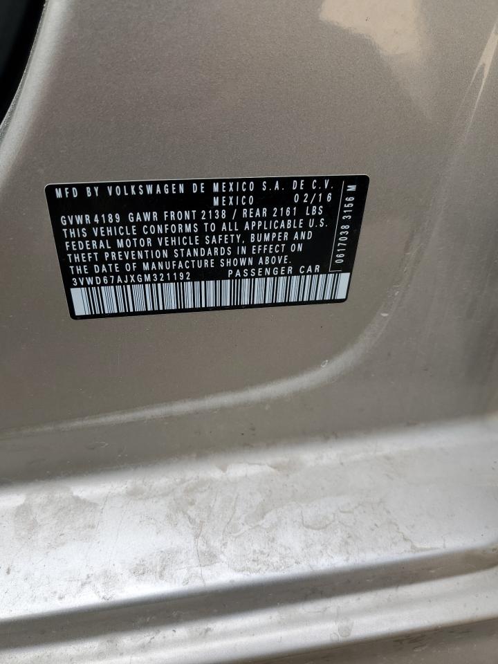 2016 Volkswagen Jetta Se VIN: 3VWD67AJXGM321192 Lot: 82220505