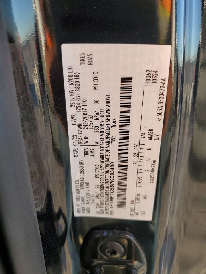 2023 Ford F150 VIN: 1FTMF1C58PKE03400 Lot: 82569435