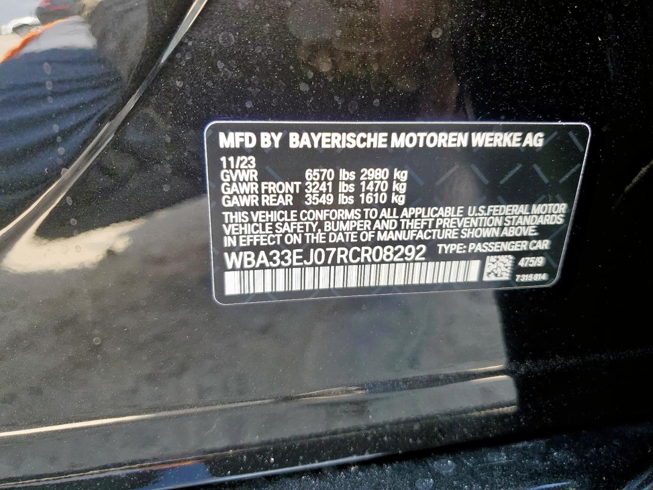 2024 BMW 760 Xi VIN: WBA33EJ07RCR08292 Lot: 83998375