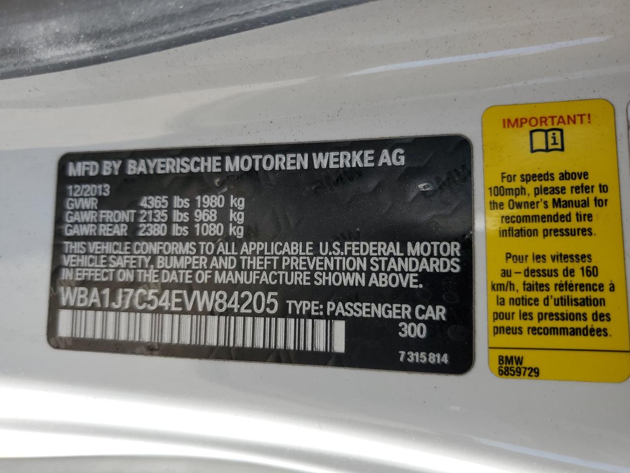 2014 BMW M235I VIN: WBA1J7C54EVW84205 Lot: 85169755