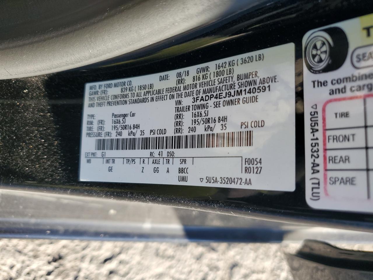 2018 Ford Fiesta Se VIN: 3FADP4EJ9JM140591 Lot: 90056195