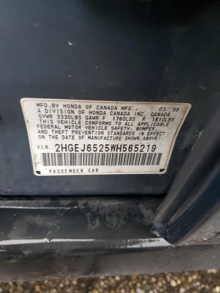 1998 Honda Civic Dx VIN: 2HGEJ6525WH565219 Lot: 90524415