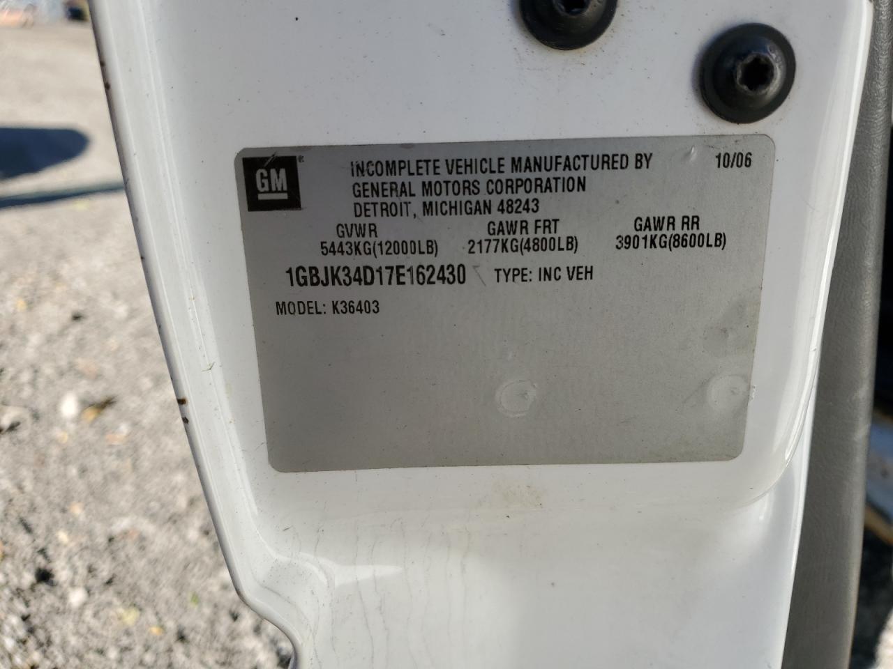 2007 Chevrolet Silverado K3500 VIN: 1GBJK34D17E162430 Lot: 85687415