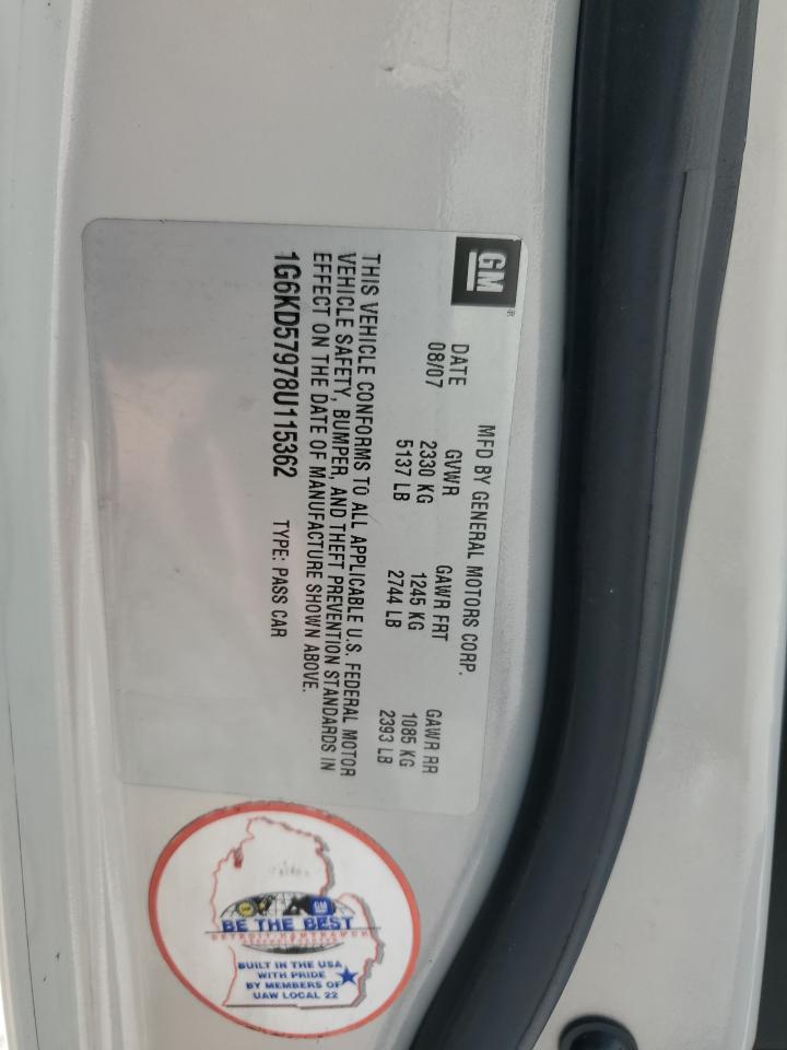 2008 Cadillac Dts VIN: 1G6KD57978U115362 Lot: 82428215