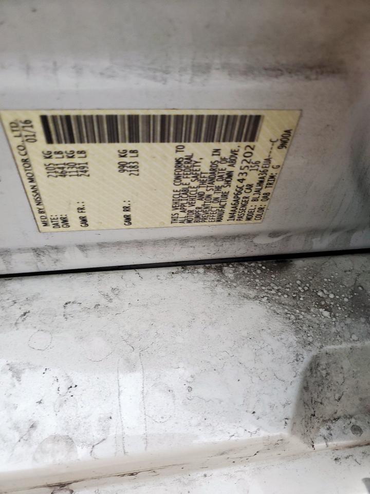 2016 Nissan Maxima 3.5S VIN: 1N4AA6AP6GC435202 Lot: 90140085