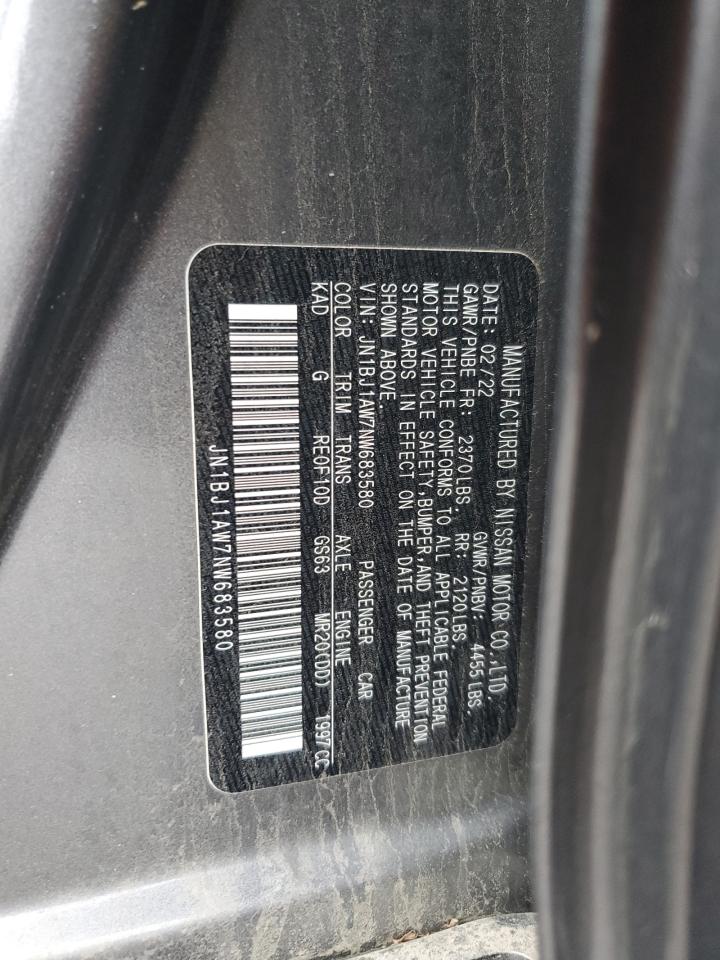 2022 Nissan Rogue Sport S VIN: JN1BJ1AW7NW683580 Lot: 90045555