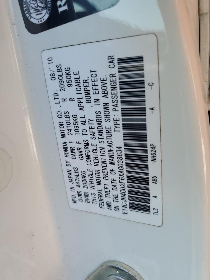 2010 Acura Tsx VIN: JH4CU2F6XAC038634 Lot: 85120345