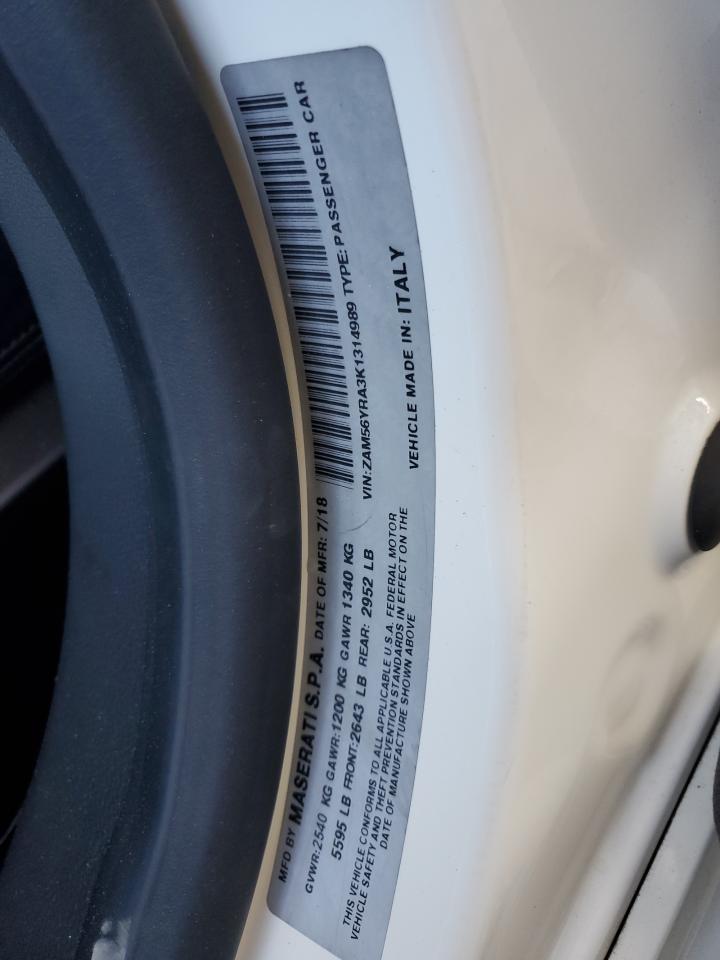 2019 Maserati Quattroporte S VIN: ZAM56YRA3K1314989 Lot: 89470915