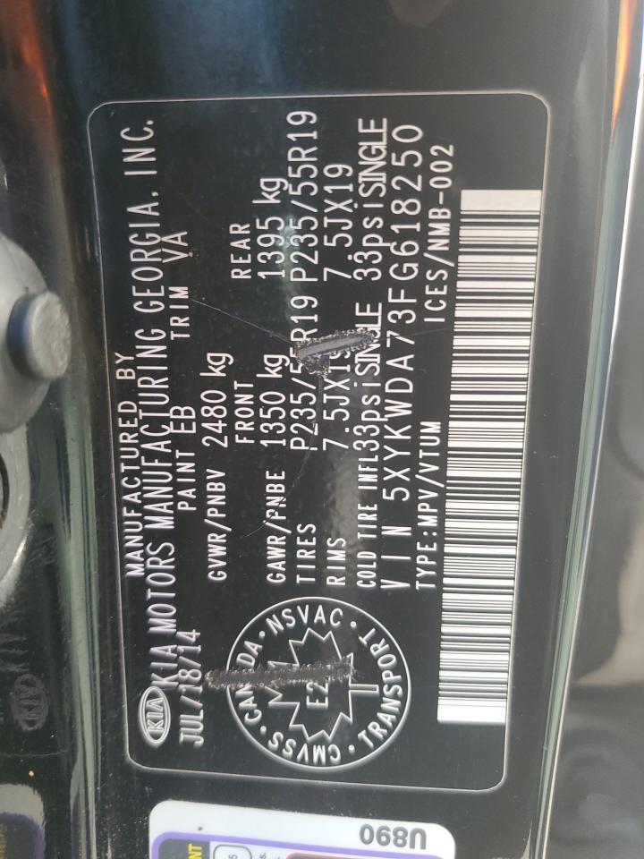 2015 Kia Sorento Sx VIN: 5XYKWDA73FG618250 Lot: 85476985