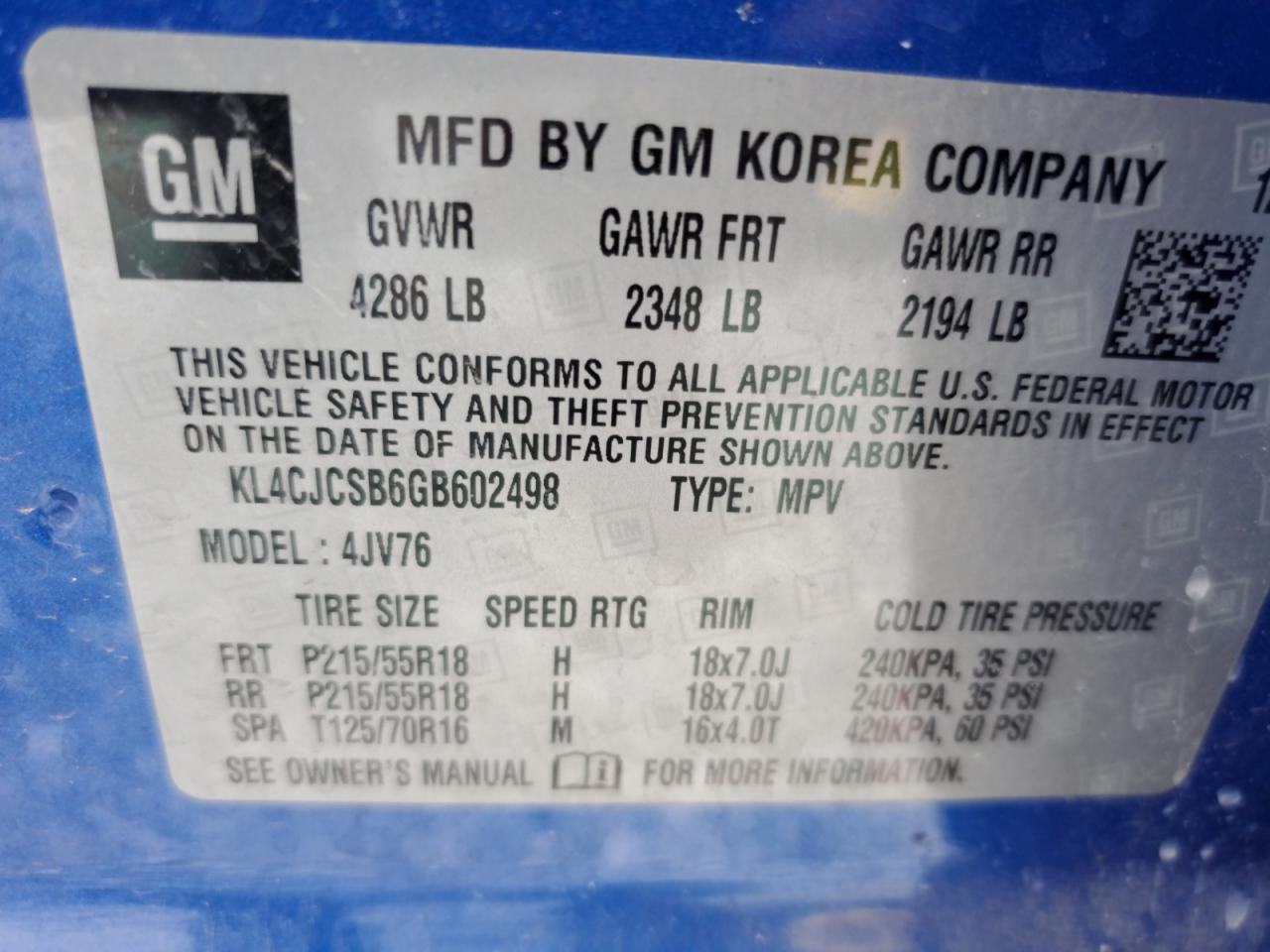 2016 Buick Encore VIN: KL4CJCSB6GB602498 Lot: 81897775