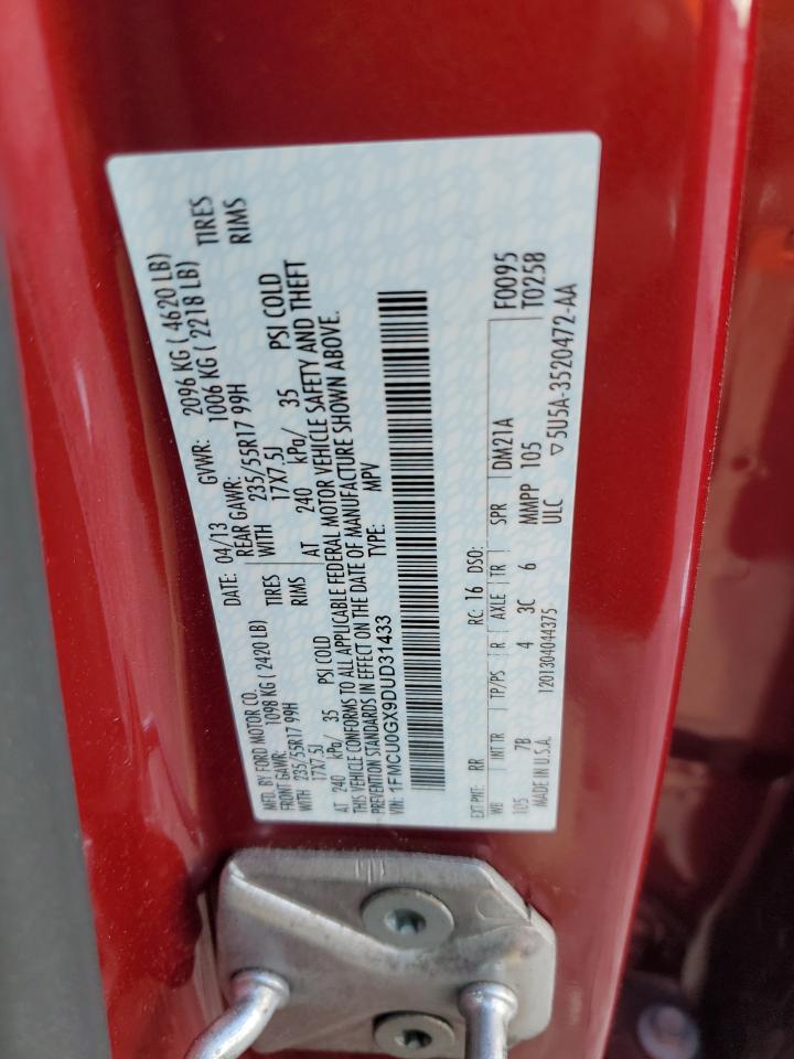 2013 Ford Escape Se VIN: 1FMCU0GX9DUD31433 Lot: 87187415