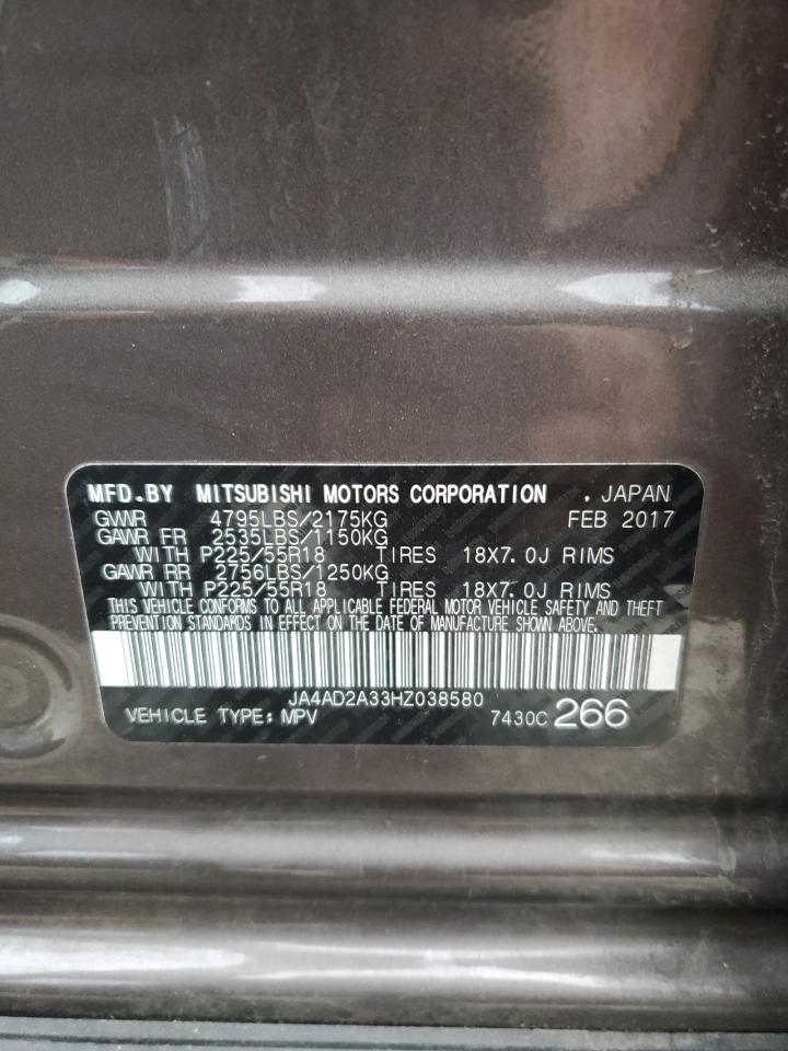 2017 Mitsubishi Outlander Es VIN: JA4AD2A33HZ038580 Lot: 82729385