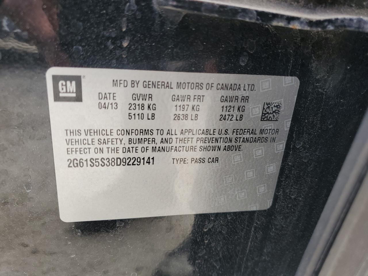 2013 Cadillac Xts Premium Collection VIN: 2G61S5S38D9229141 Lot: 84632125