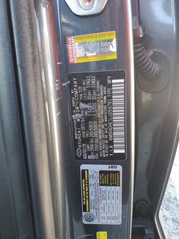 2020 Hyundai Palisade Sel VIN: KM8R4DHE1LU059781 Lot: 87233205