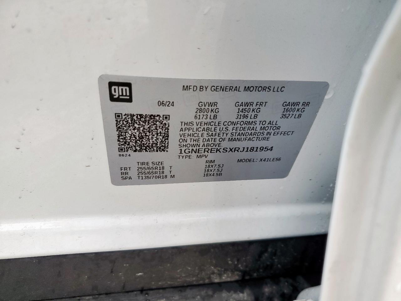 2024 Chevrolet Traverse Ls VIN: 1GNEREKSXRJ181954 Lot: 86129075