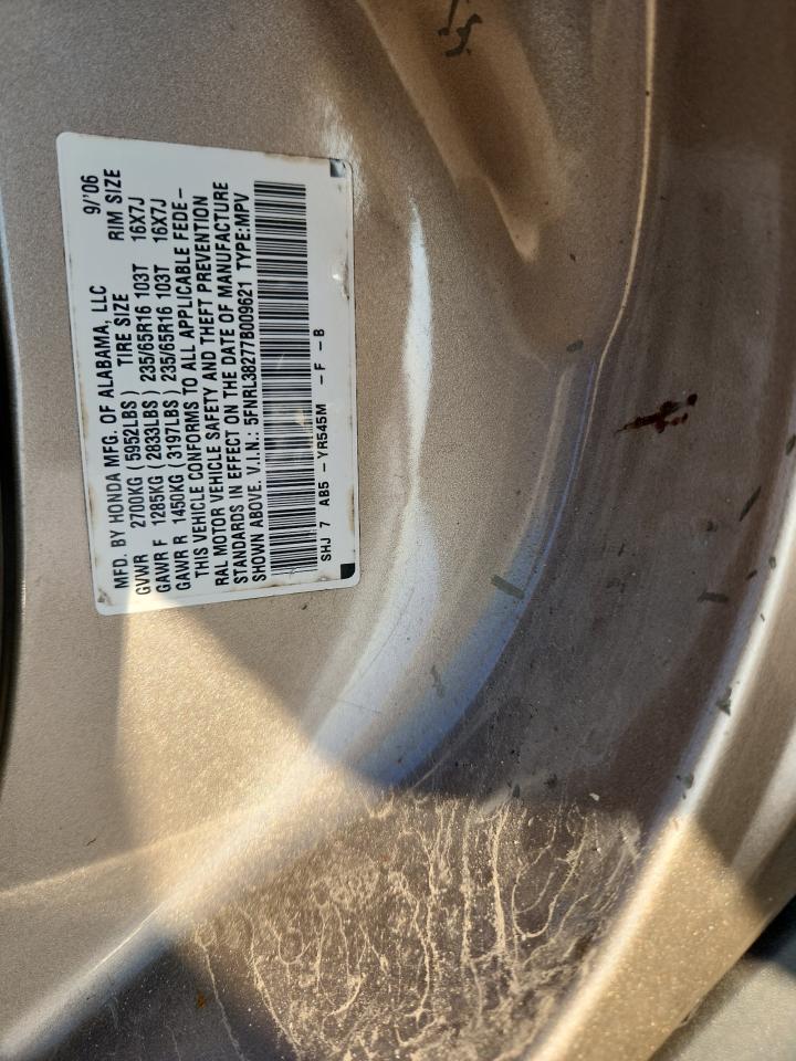 2007 Honda Odyssey Lx VIN: 5FNRL38277B009621 Lot: 86175665