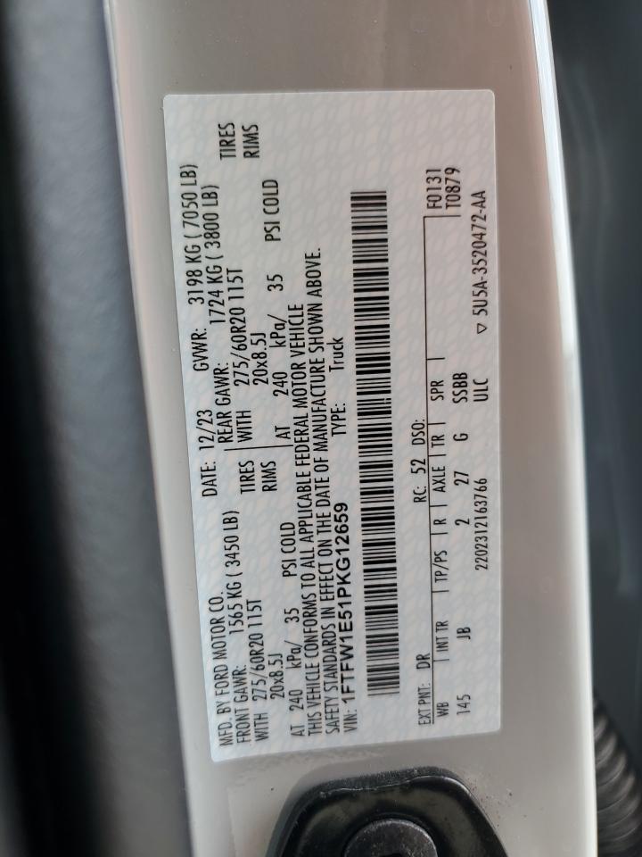 2023 Ford F150 Supercrew VIN: 1FTFW1E51PKG12659 Lot: 89691685
