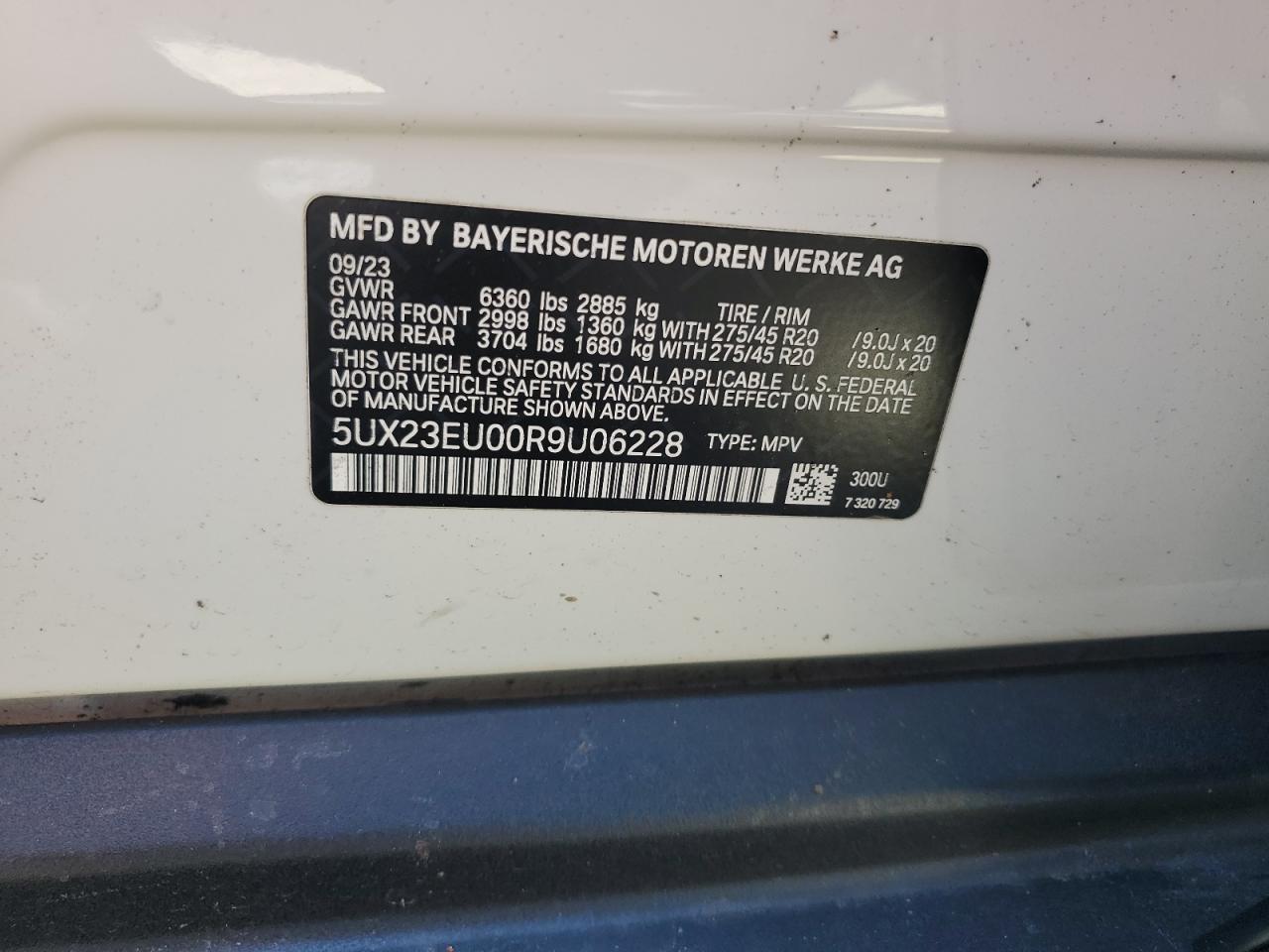 2024 BMW X5 xDrive40I VIN: 5UX23EU00R9U06228 Lot: 87078965