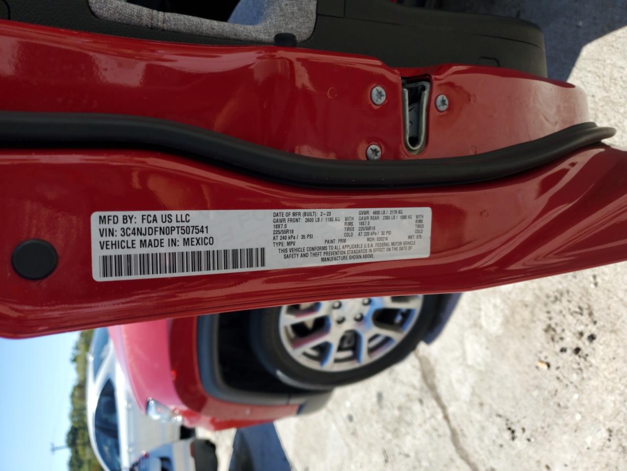 2023 Jeep Compass Latitude Lux VIN: 3C4NJDFN0PT507541 Lot: 85840785