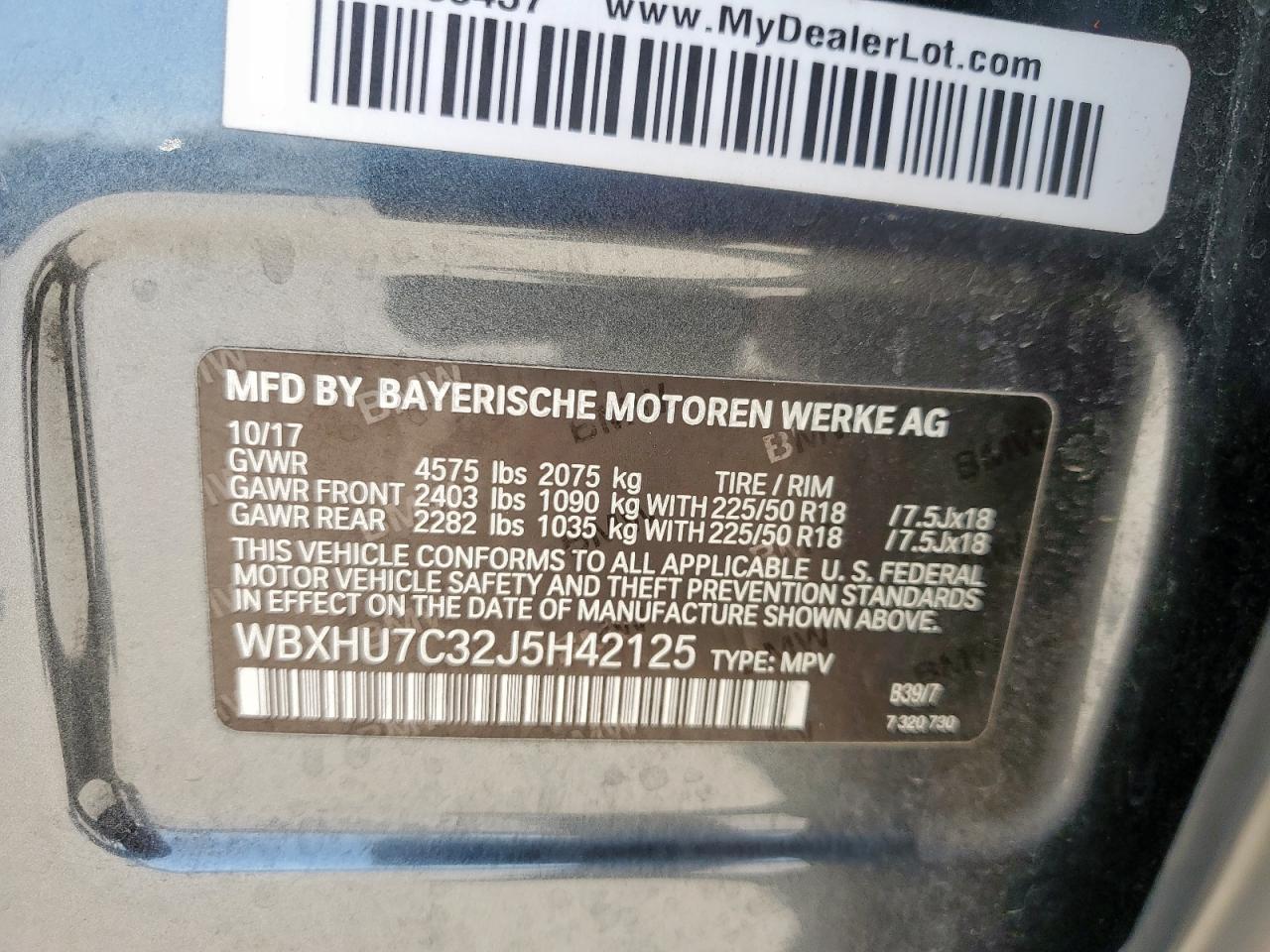 2018 BMW X1 Sdrive28I VIN: WBXHU7C32J5H42125 Lot: 82331355