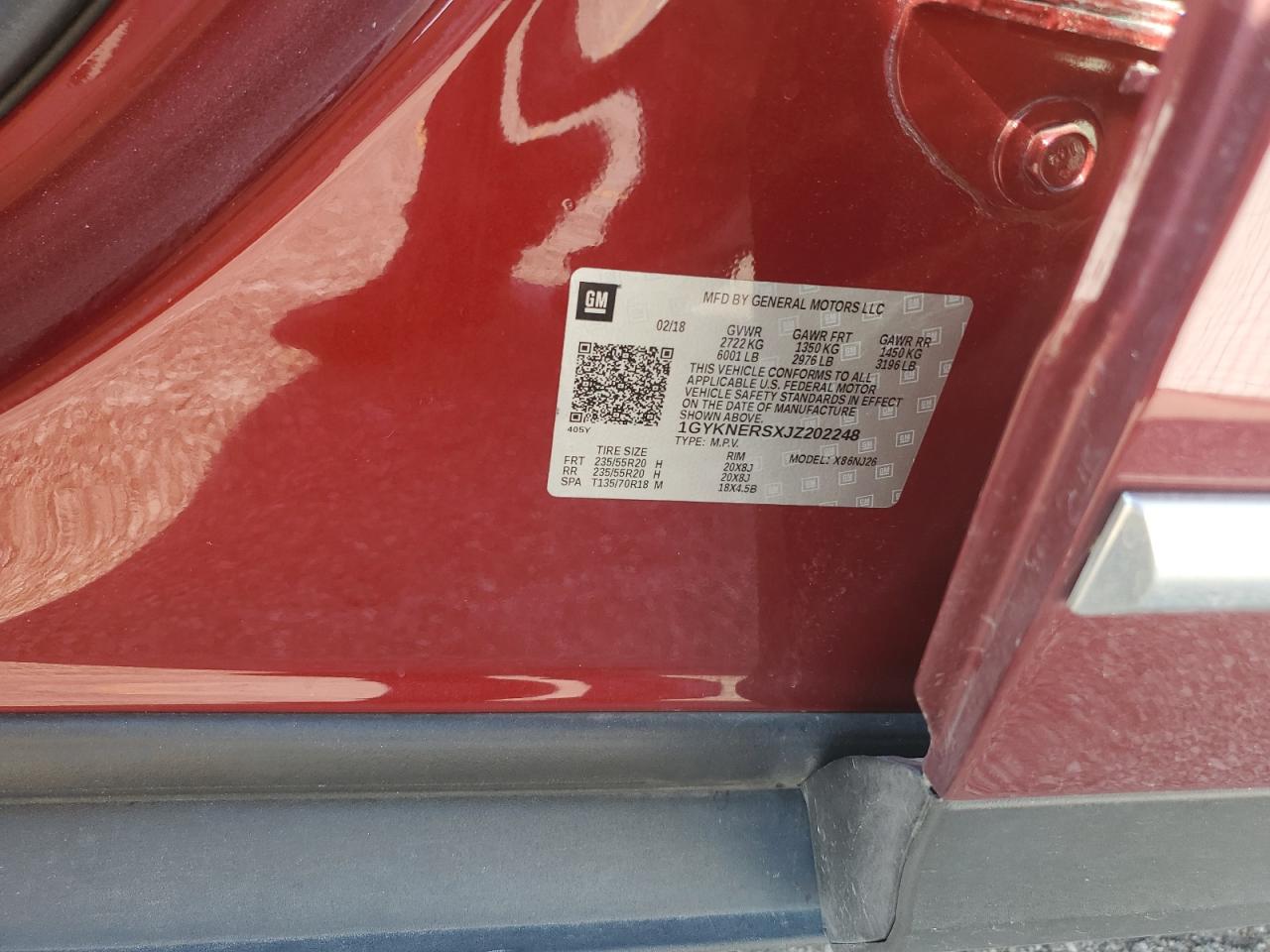 2018 Cadillac Xt5 Premium Luxury VIN: 1GYKNERSXJZ202248 Lot: 82546535