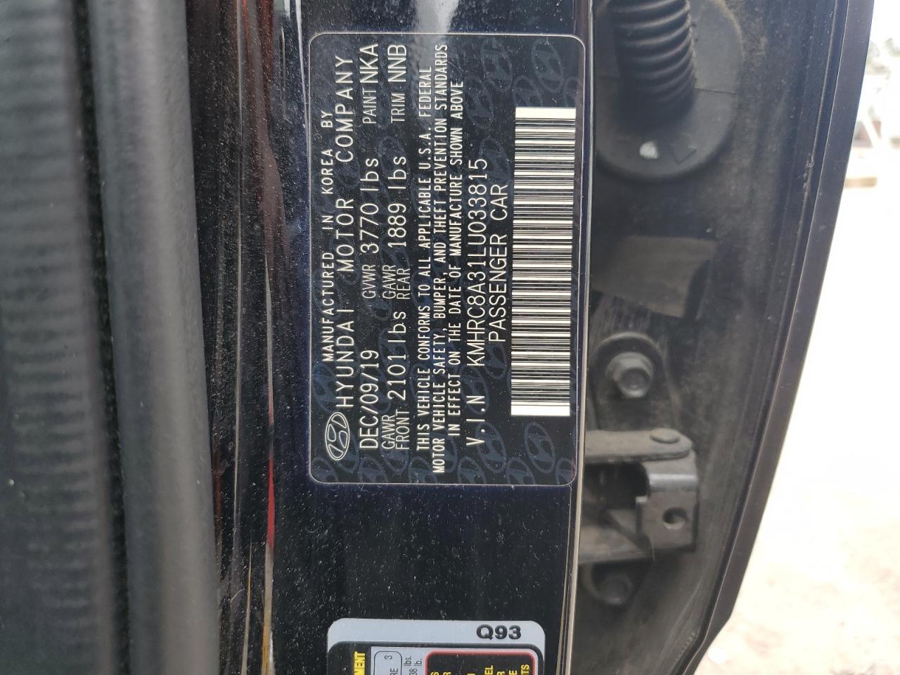 2020 Hyundai Venue Sel VIN: KMHRC8A31LU033815 Lot: 84833705