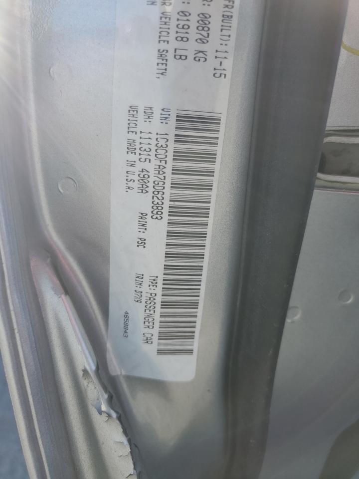 2016 Dodge Dart Se VIN: 1C3CDFAA7GD623893 Lot: 87401755