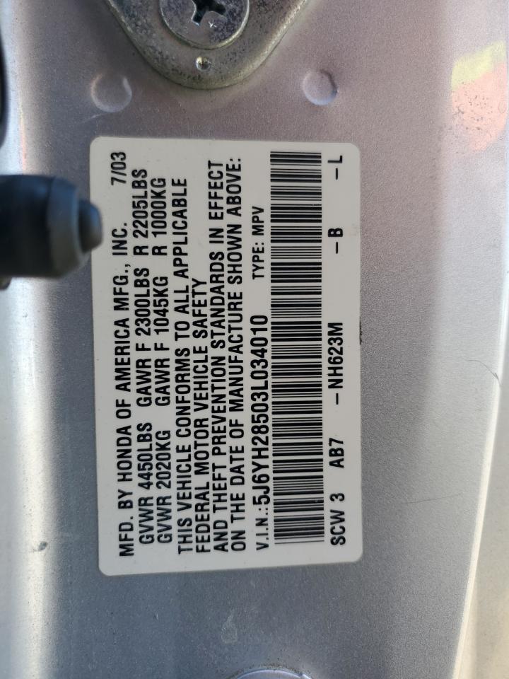 2003 Honda Element Ex VIN: 5J6YH28503L034010 Lot: 94463075