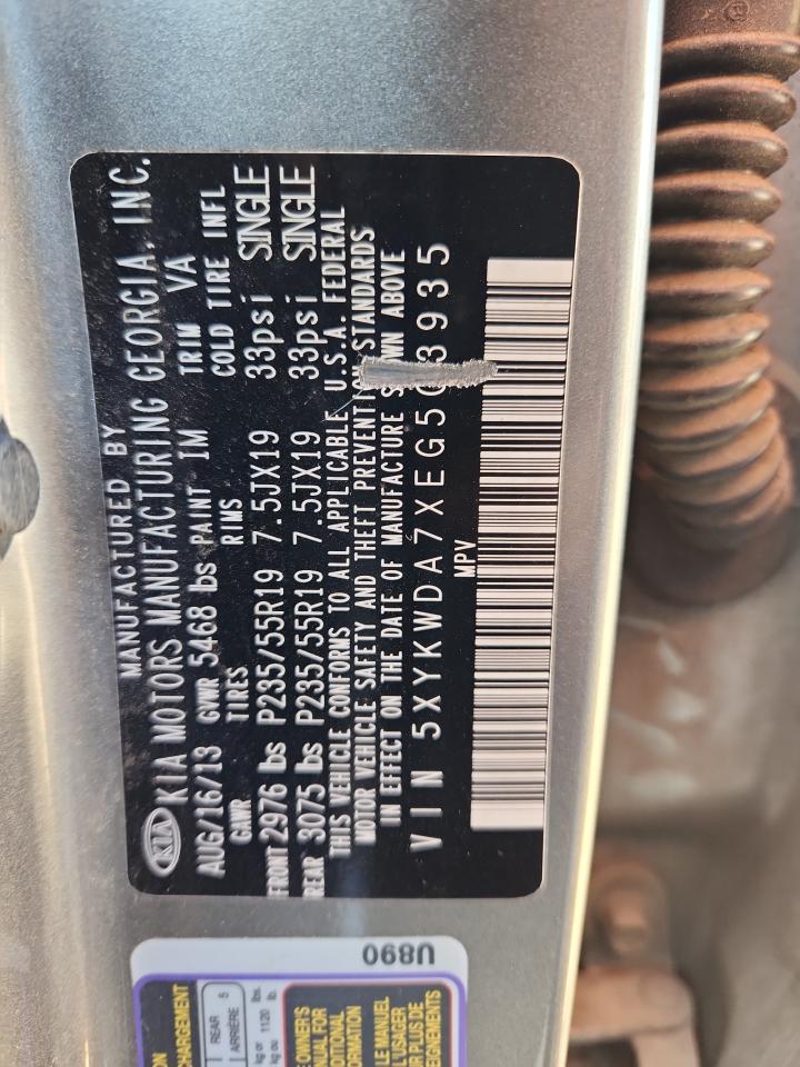 2014 Kia Sorento Sx VIN: 5XYKWDA7XEG503935 Lot: 84596475