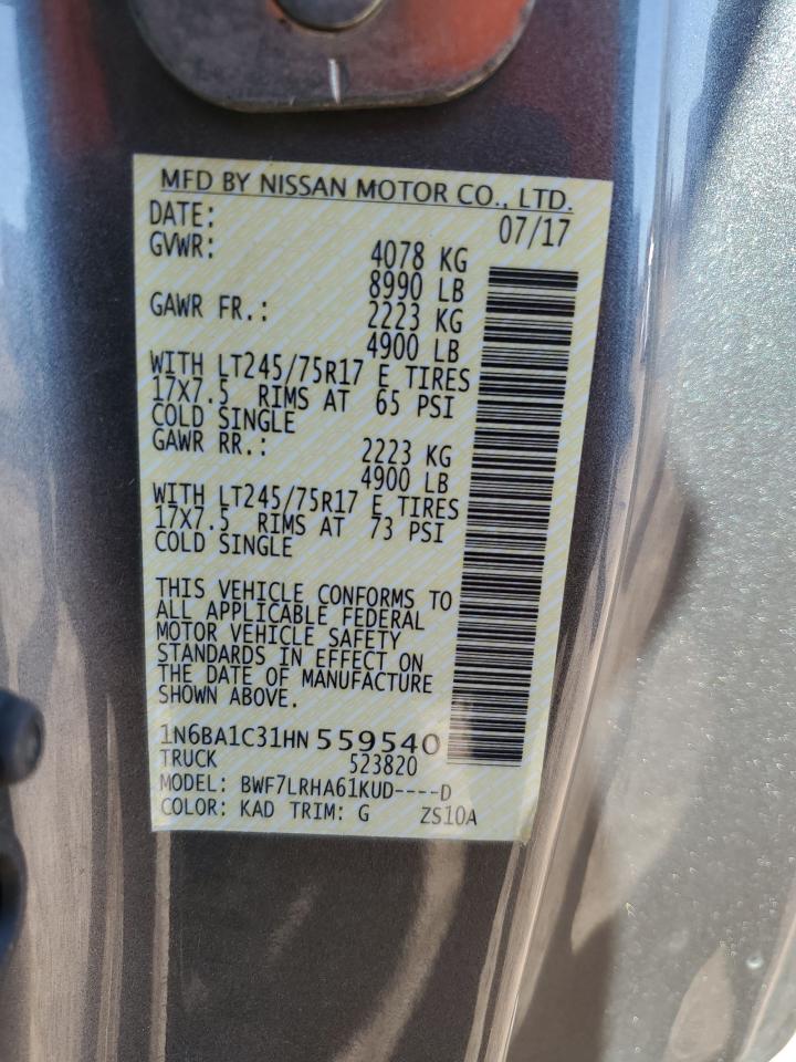 2017 Nissan Titan Xd S VIN: 1N6BA1C31HN559540 Lot: 82409675