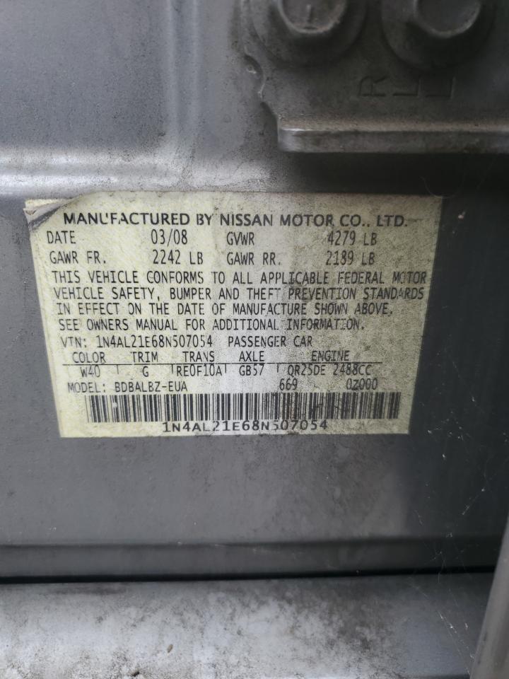 2008 Nissan Altima 2.5 VIN: 1N4AL21E68N507054 Lot: 86821785