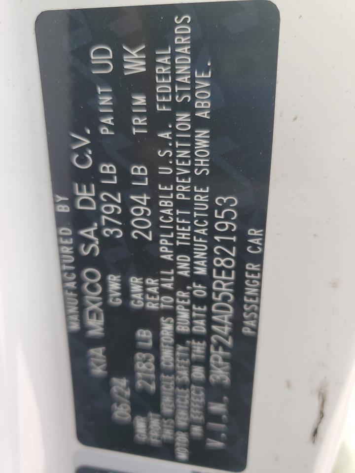 2024 Kia Forte Lx VIN: 3KPF24AD5RE821953 Lot: 89884635