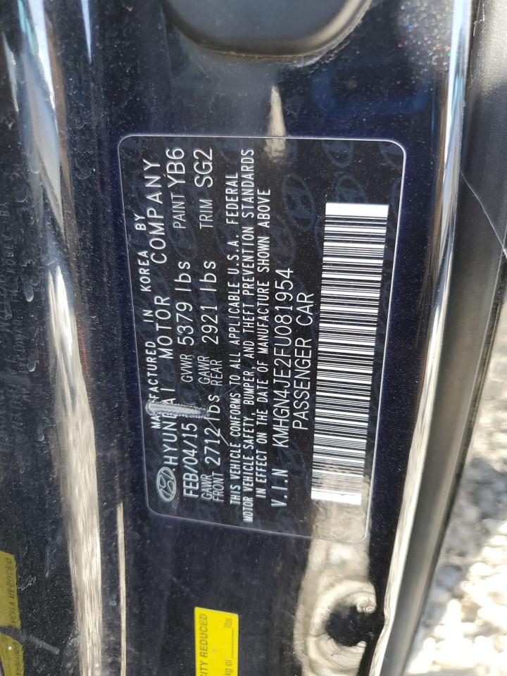 2015 Hyundai Genesis 3.8L VIN: KMHGN4JE2FU081954 Lot: 82719485