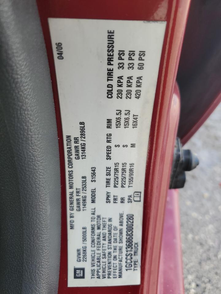 2006 Chevrolet Colorado VIN: 1GCCS136868300280 Lot: 82292125