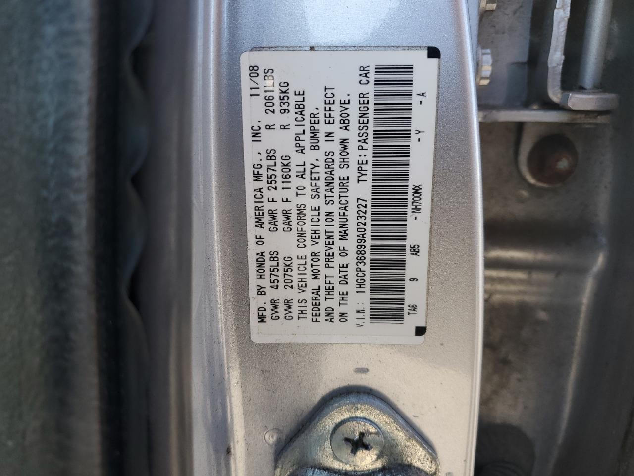 2009 Honda Accord Exl VIN: 1HGCP36899A023227 Lot: 82301555