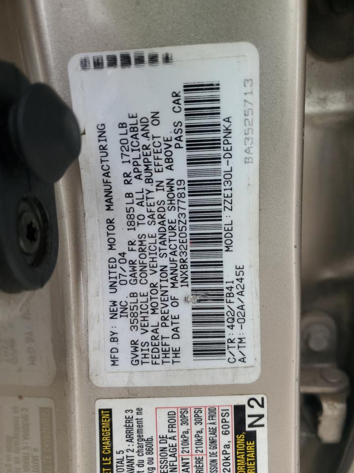 2005 Toyota Corolla Ce VIN: 1NXBR32E05Z377819 Lot: 85673395