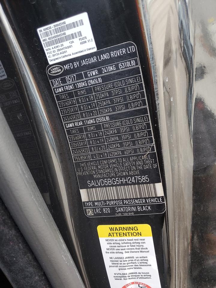 2017 Land Rover Range Rover Evoque Hse Dynamic VIN: SALVD5BG5HH247585 Lot: 89544145