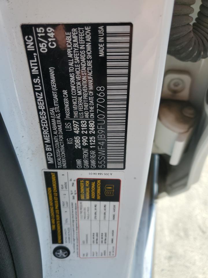 2015 Mercedes-Benz C 300 VIN: 55SWF4JB9FU077068 Lot: 82726215