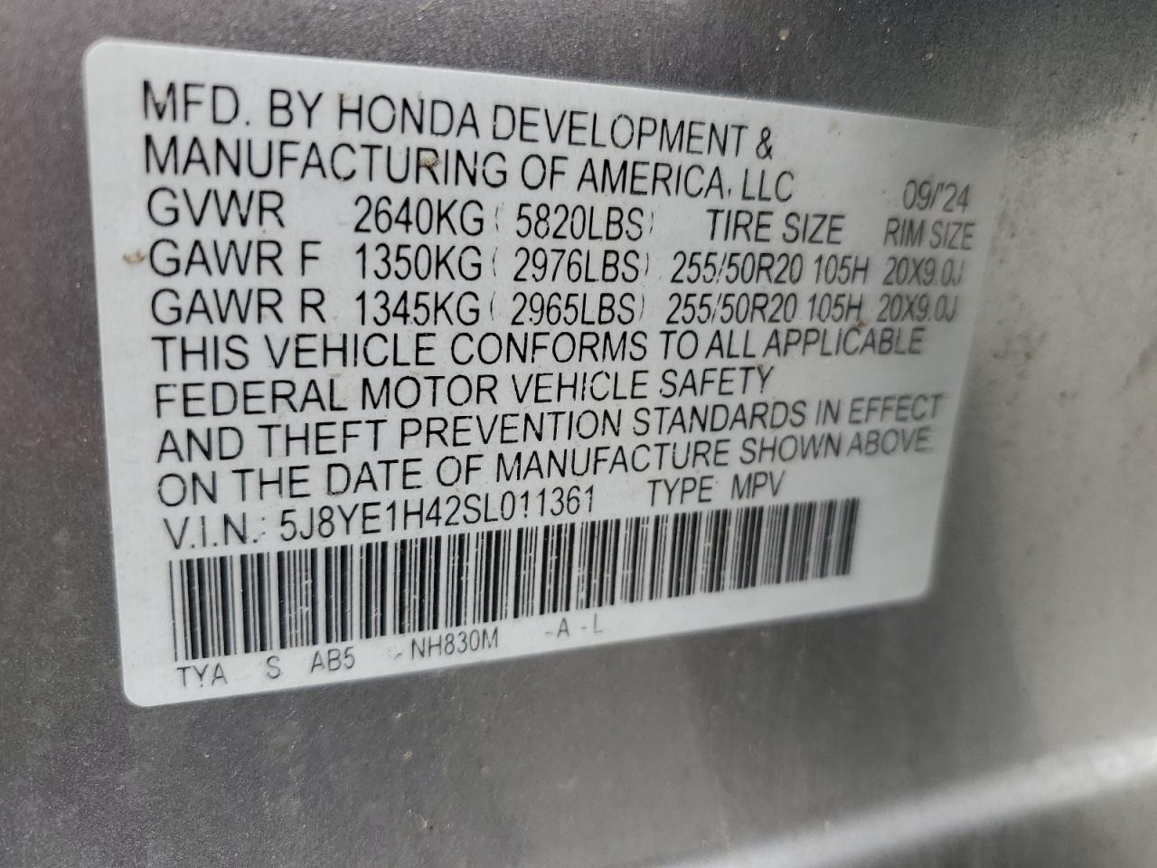 2025 Acura Mdx Technology VIN: 5J8YE1H42SL011361 Lot: 85728715