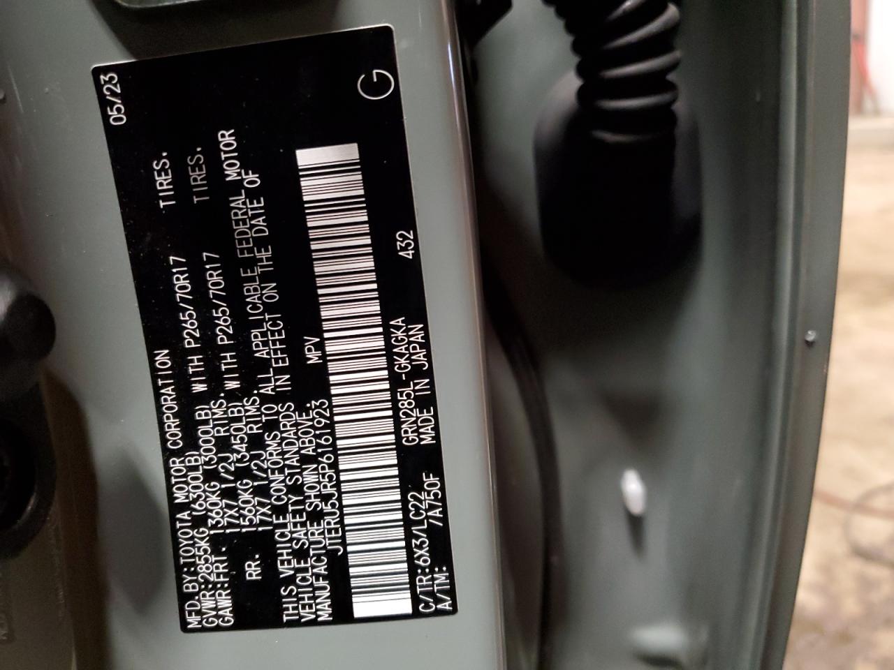 2023 Toyota 4Runner Se VIN: JTERU5JR5P6161923 Lot: 89665585