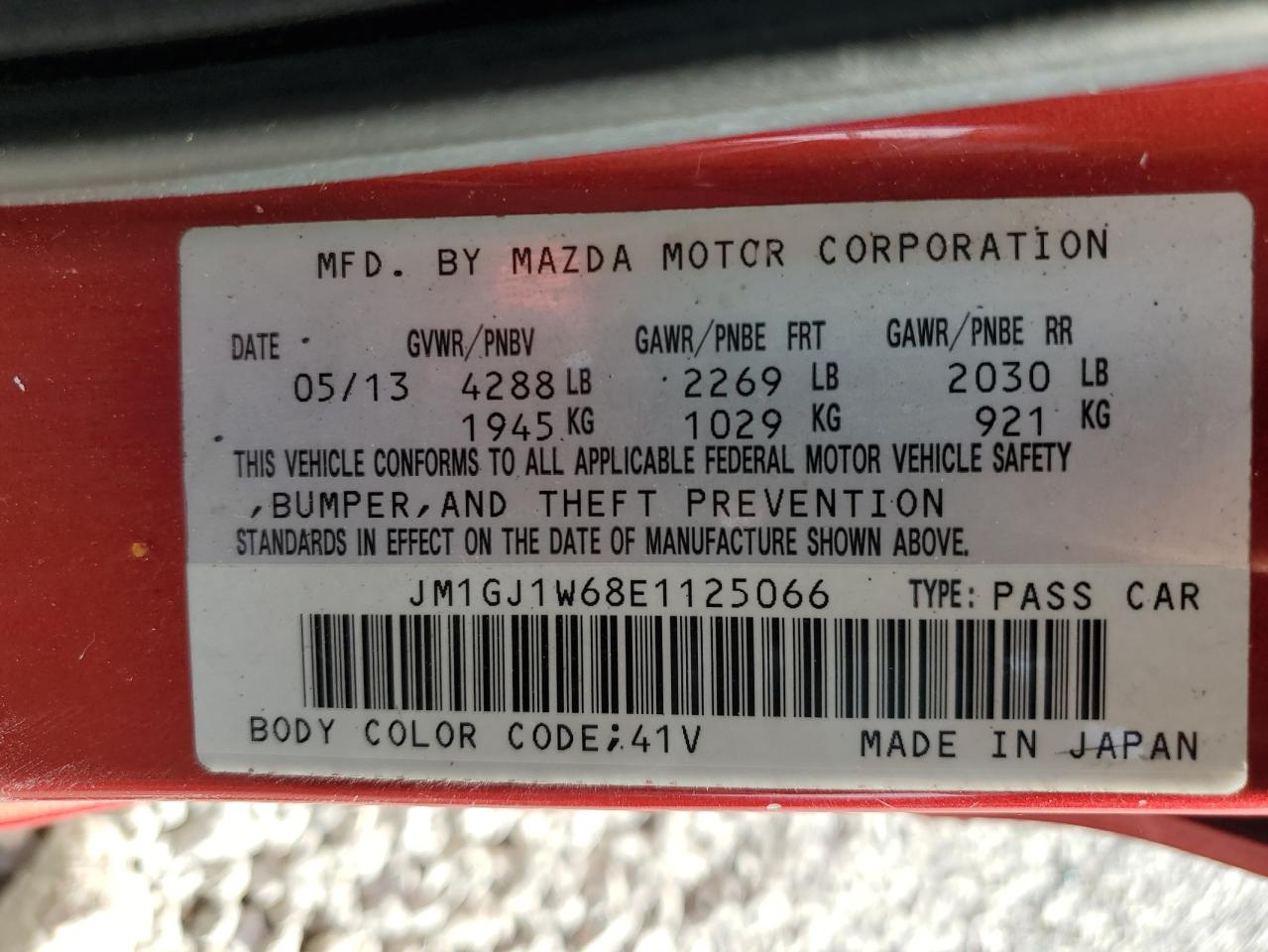 2014 Mazda 6 Grand Touring VIN: JM1GJ1W68E1125066 Lot: 87300825