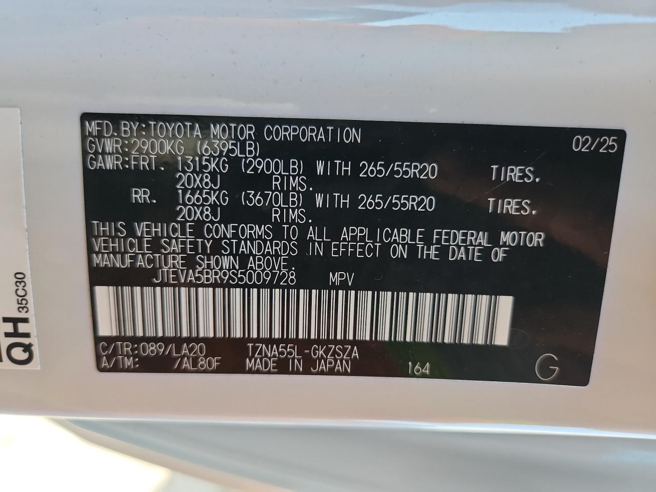 2025 Toyota 4Runner Sr5 VIN: JTEVA5BR9S5009728 Lot: 85197855