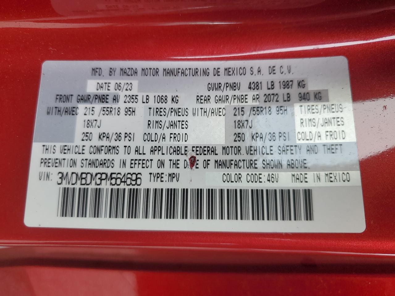 2023 Mazda Cx-30 Premium VIN: 3MVDMBDM3PM564696 Lot: 82423385