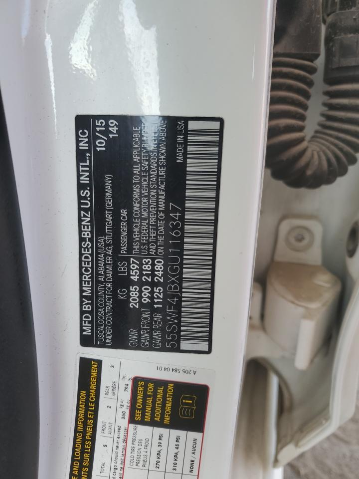 2016 Mercedes-Benz C 300 VIN: 55SWF4JBXGU116347 Lot: 84642635