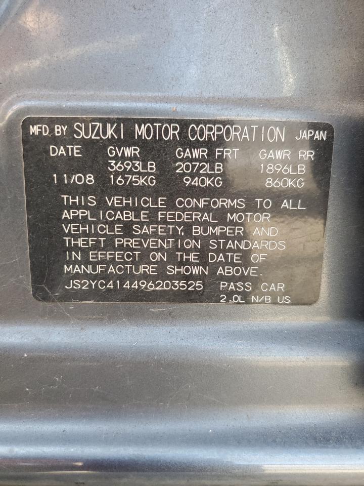 2009 Suzuki Sx4 Sport VIN: JS2YC414496203525 Lot: 82634845