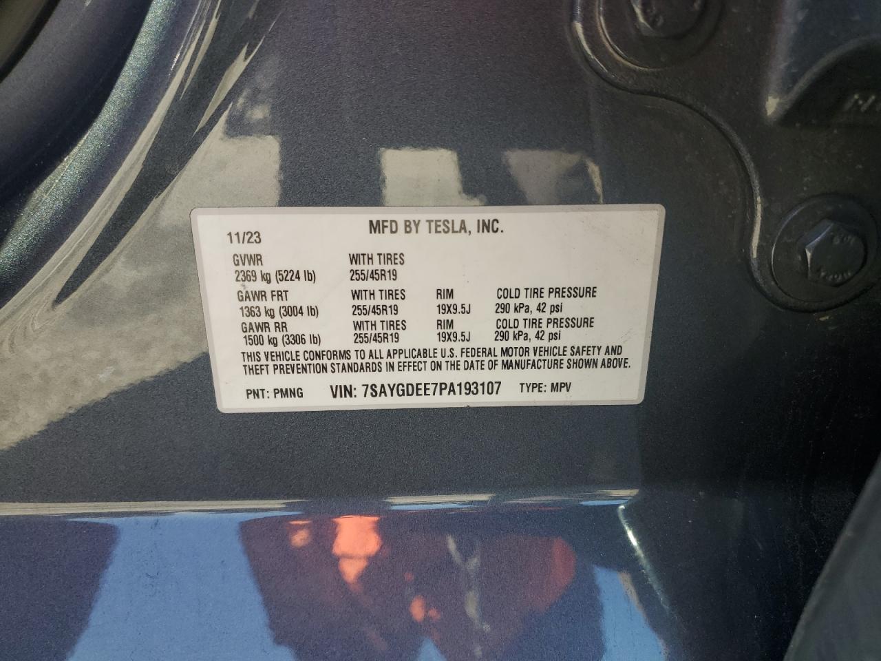 2023 Tesla Model Y VIN: 7SAYGDEE7PA193107 Lot: 89488835