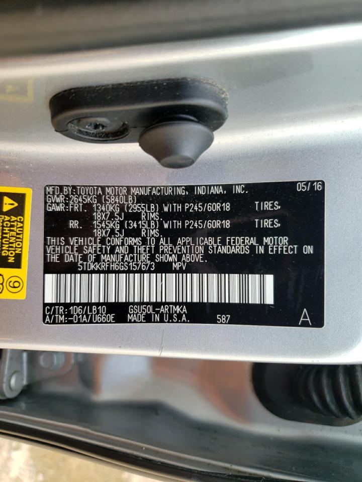 2016 Toyota Highlander Xle VIN: 5TDKKRFH6GS157673 Lot: 85766775